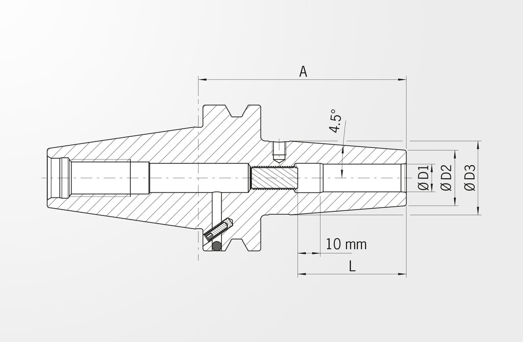Disegno tecnico Mandrino per calettamento versione standard JIS B 6339-2 · BT40