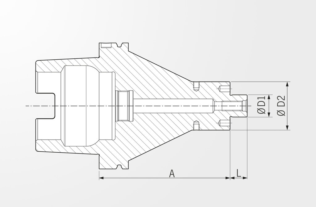 Technical drawing Face Mill Arbor DIN 69893-1 · HSK-A125
