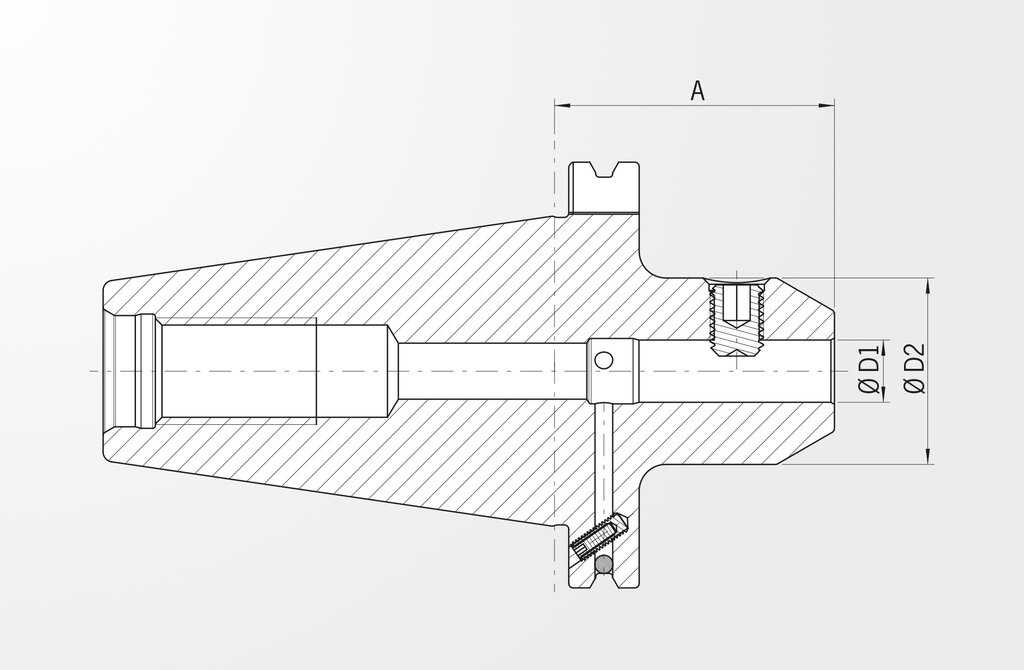 Technische Zeichnung Weldon-Aufnahme DIN ISO 7388-1 SK50 (ehemals DIN 69871)