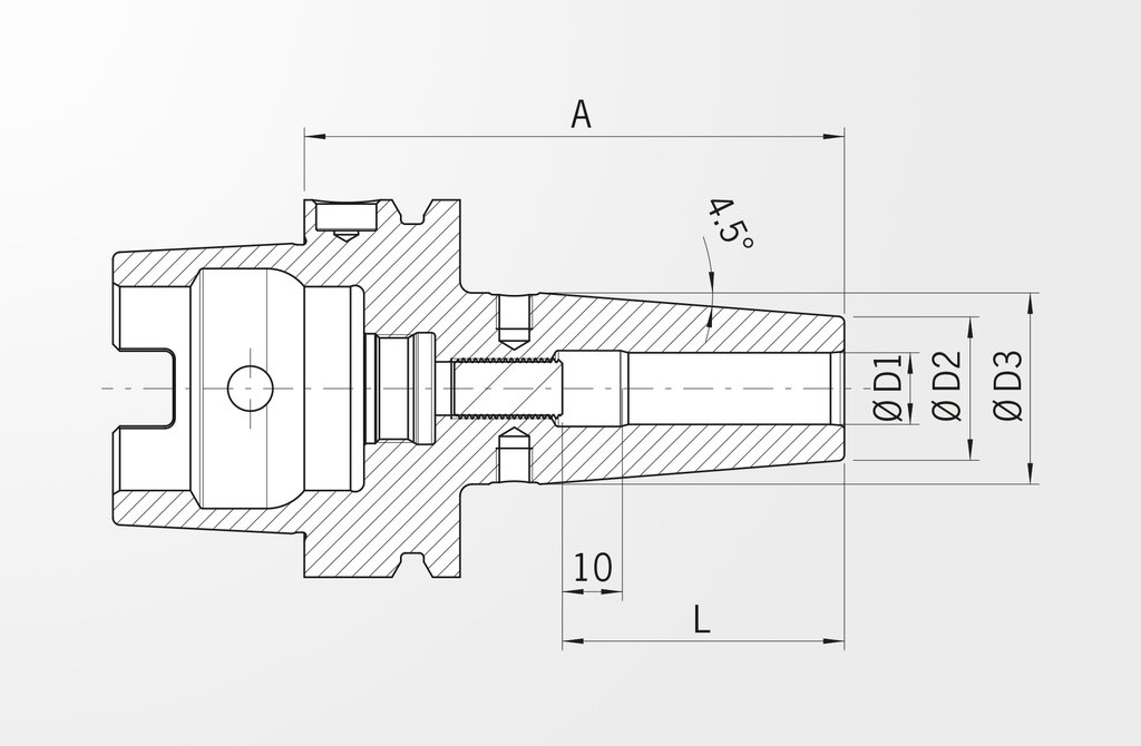 Technische Zeichnung Schrumpffutter Standard Ausführung DIN 69893-1 · HSK-A63