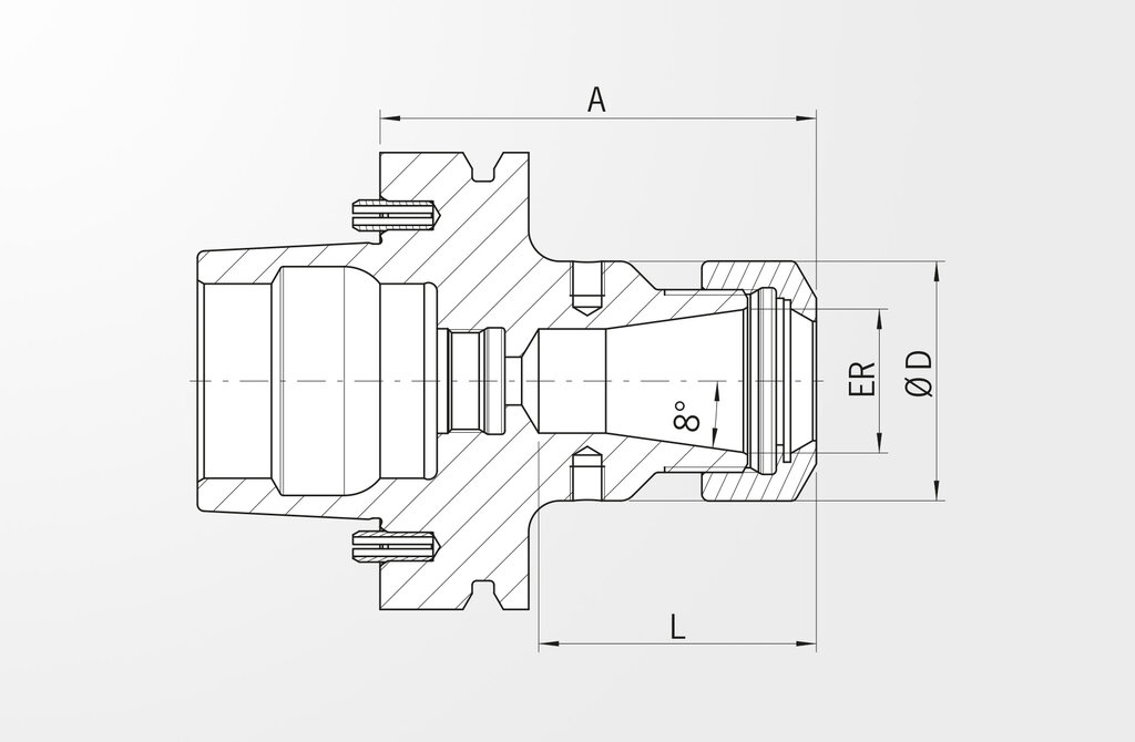 기술 도면 ER 콜렛 척 DIN 69893-6 · HSK-F80 Makino