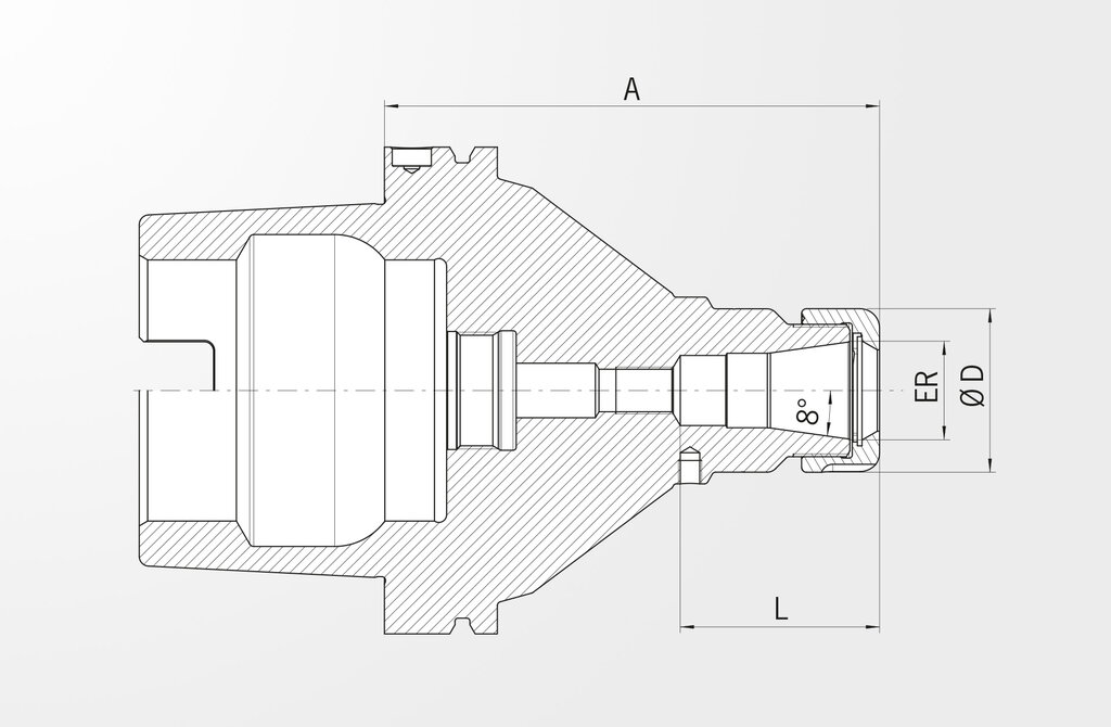 Technical drawing Power Collet Chuck DIN 69893-1 · HSK-A125