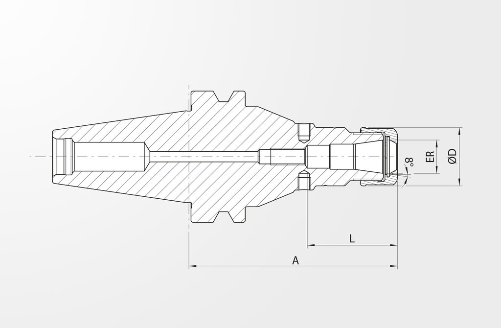 Technical drawing High Precision Collet Chuck similar JIS B 6339-2 · BT40 with face contact