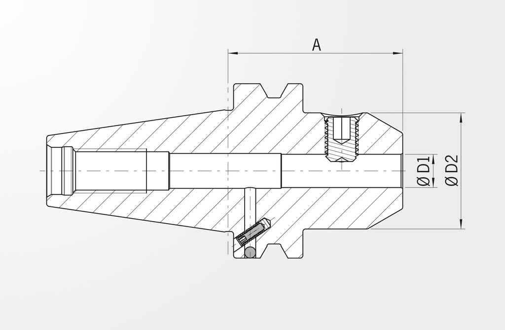 Technische Zeichnung Weldon-Aufnahme JIS B 6339-2 · BT40