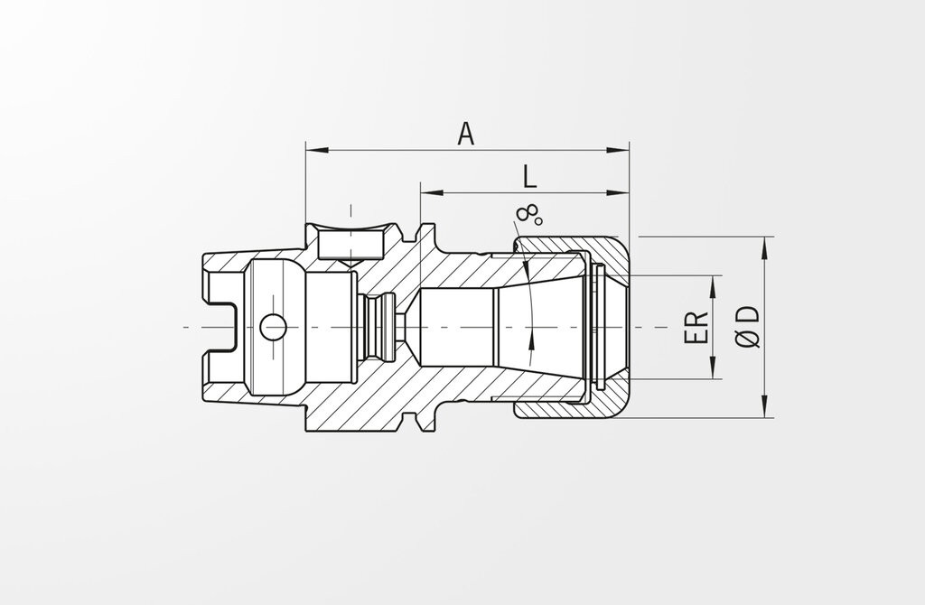 Technische Zeichnung Spannzangenfutter Power Collet Chuck DIN 69893-1 · HSK-A32