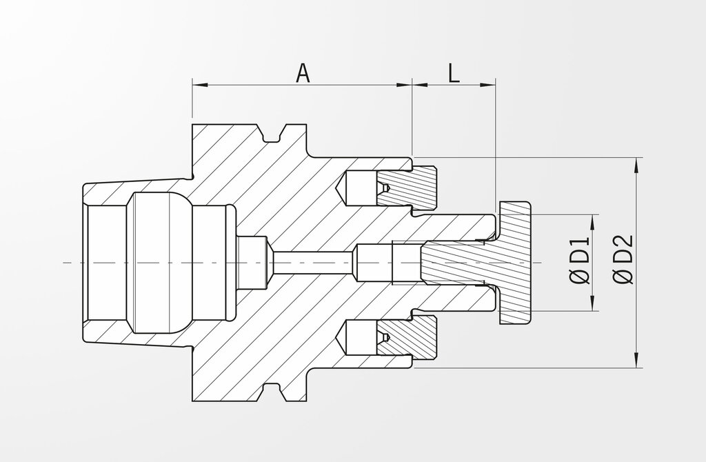 Technische Zeichnung Messerkopf-Aufnahme DIN 69893-6 · HSK-F63