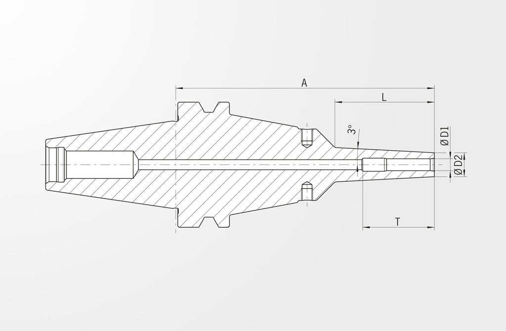 Dibujo técnico Portaherramientas térmicos Power Mini extrafinos similar JIS B 6339-2 · BT40 con doble contacto