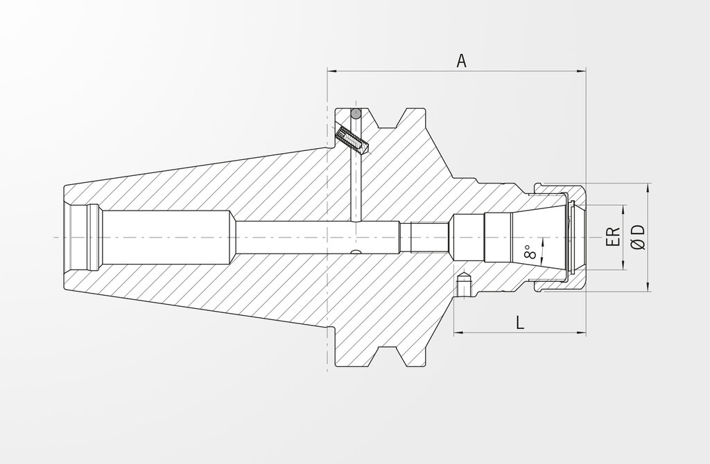 Teknik çizim Yüksek Hassasiyetli Pens Tutucu JIS B 6339-2 · BT50