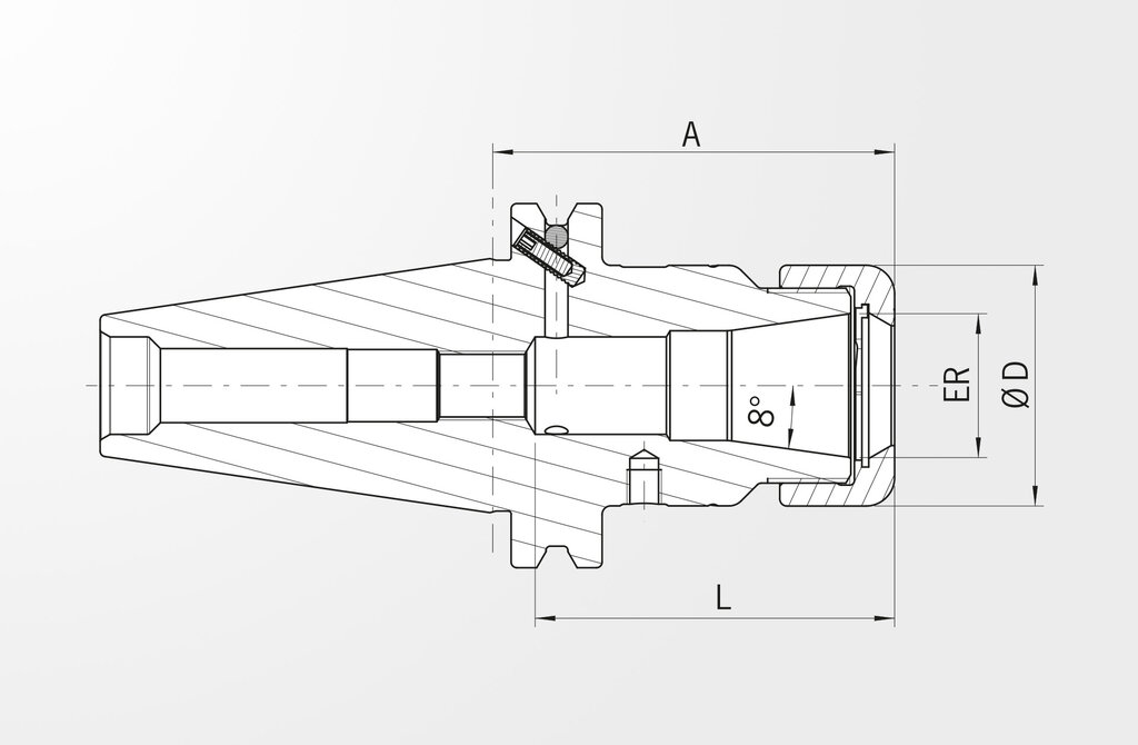 Disegno tecnico Mandrini portapinze Power JIS B 6339-2 · BT40