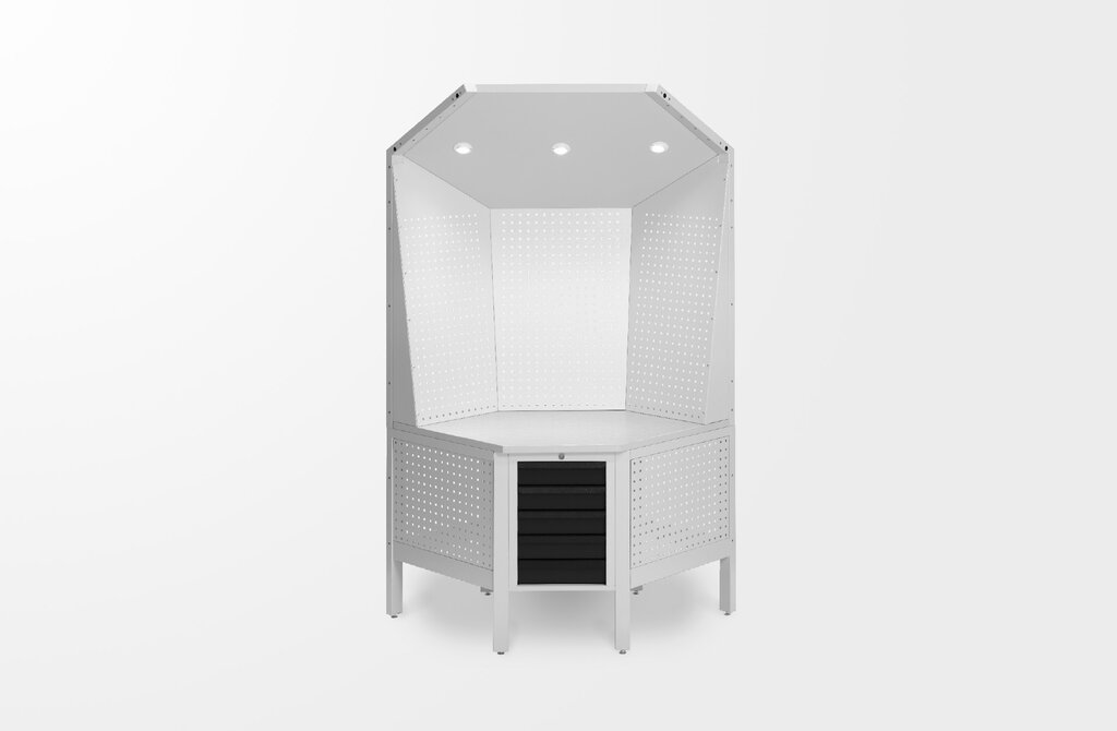 Product image shows the corner module of the HAIMER Tool Management