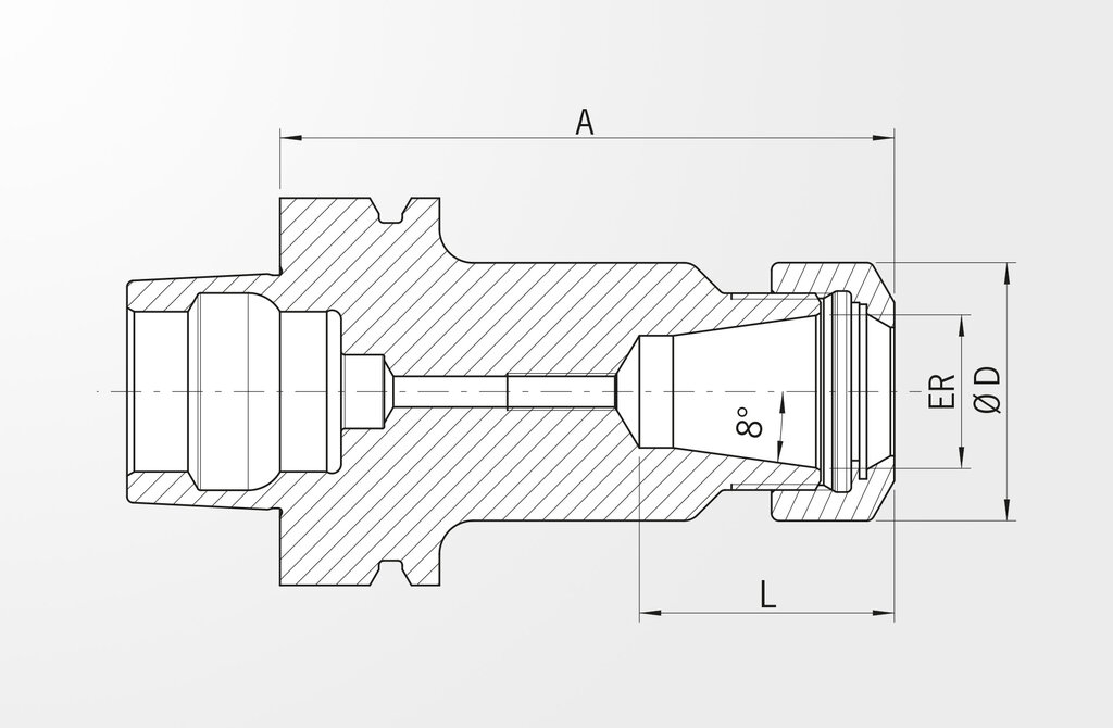 Dessin technique Porte-pince type ER DIN 69893-6 · HSK-F63