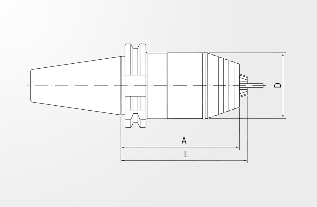 Dibujo técnico Portabroca corto de precisión DIN ISO 7388-1 · SK50 (antigua DIN 69871)