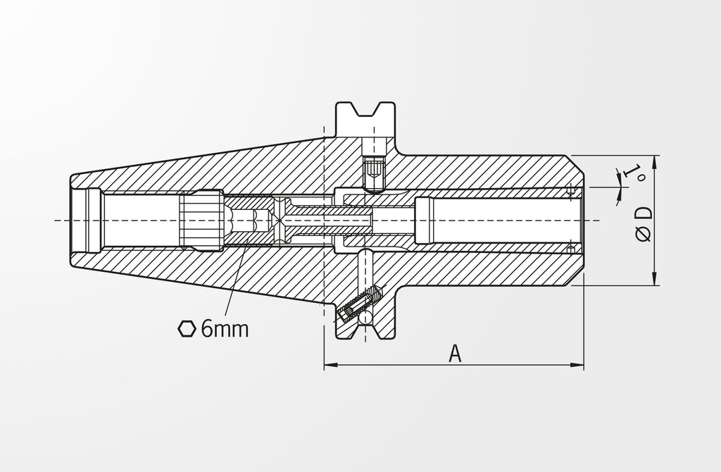 Technical drawing High-Precision Chuck DIN ISO 7388-1 SK40 (formerly DIN 69871)