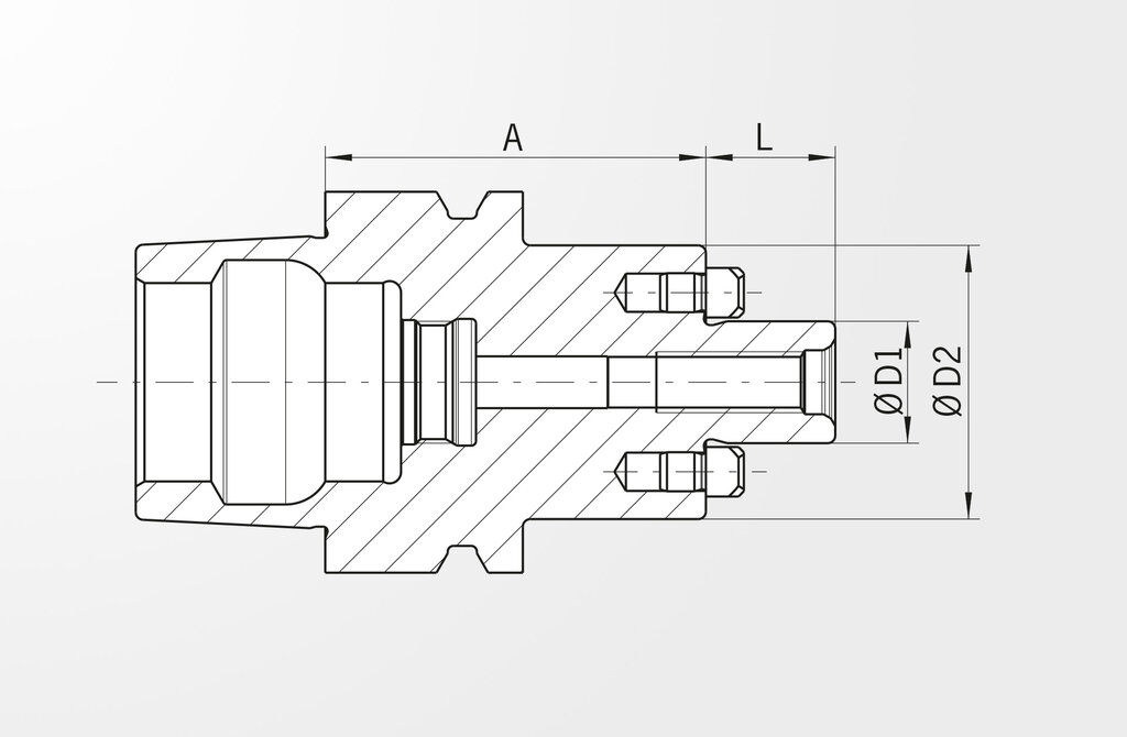 Technical drawing Face Mill Arbor DIN 69893-5 · HSK-E50