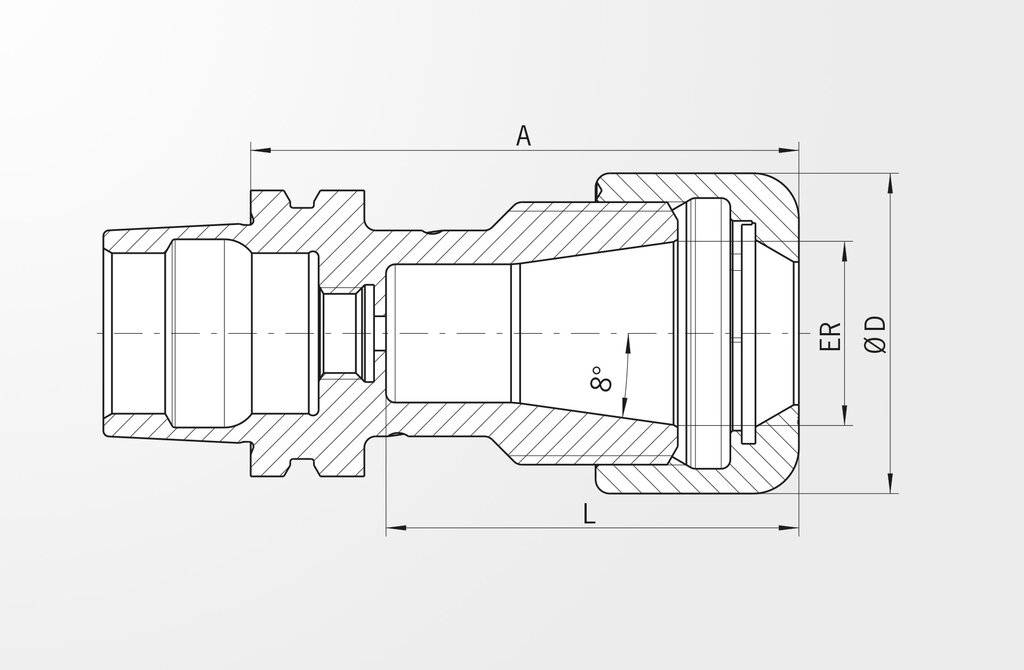 Disegno tecnico Mandrino portapinze ad alta precisione DIN 69893-5 · HSK-E25