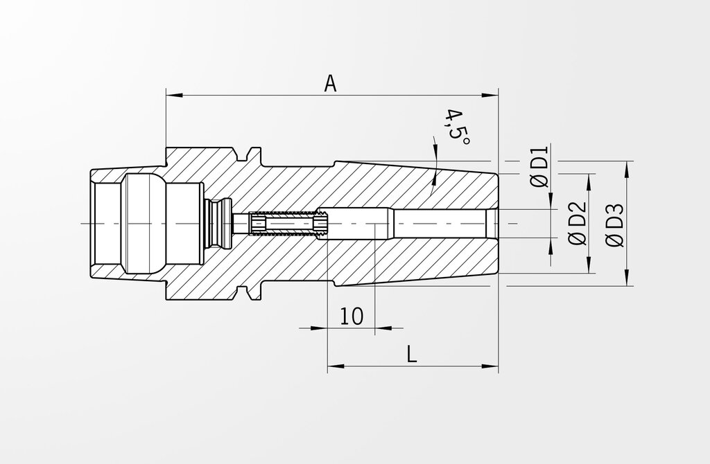 Technische Zeichnung Schrumpffutter Standard Ausführung DIN 69893-5 · HSK-E32