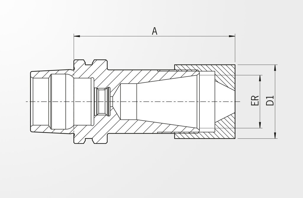 Disegno tecnico Mandrino portapinze tipo Mini ER DIN 69893-5 · HSK-E25