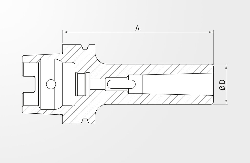 Dibujo técnico Adaptador para Cono Morse con lengüeta DIN 69893-1 · HSK-A63