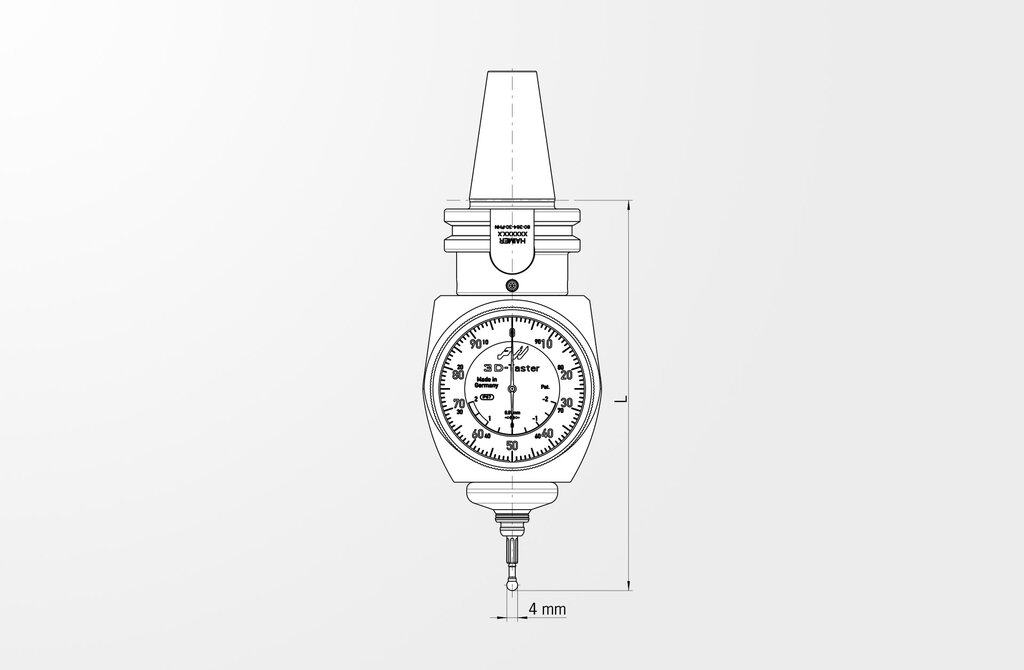 Dibujo técnico Palpador 3D Universal con adaptador integrado BT40