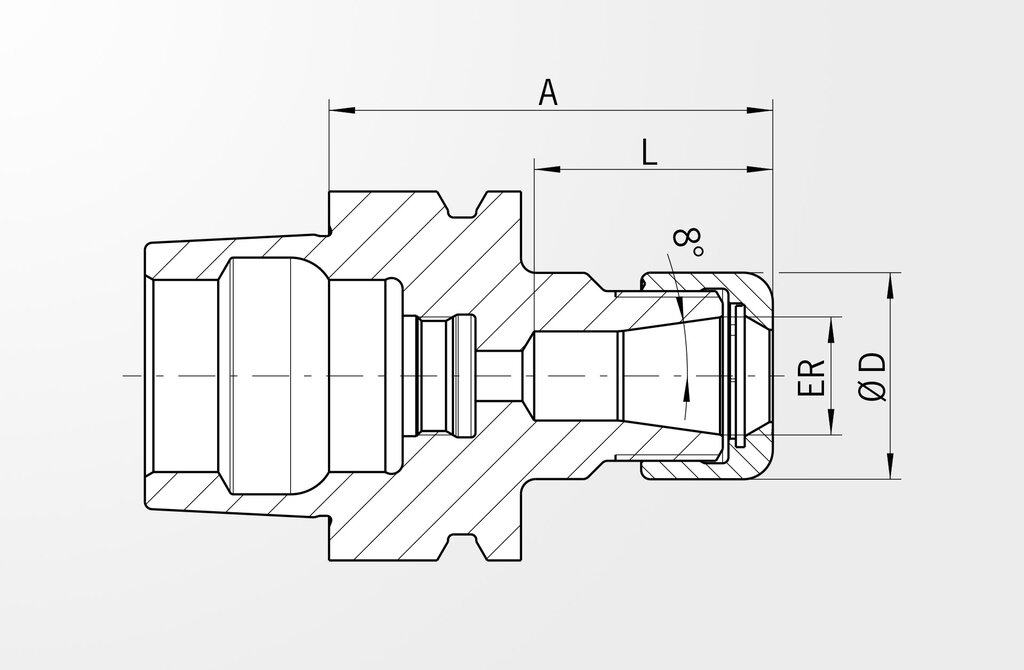 Technical drawing Power Collet Chuck DIN 69893-5 · HSK-E50