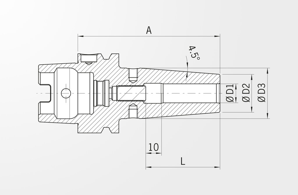 Disegno tecnico Mandrino per calettamento versione standard DIN 69893-1 · HSK-A50