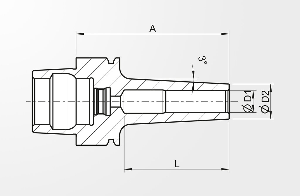 Dessin technique Porte-outil de frettage Mini Shrink Chuck extra-fin DIN 69893-5 · HSK-E50