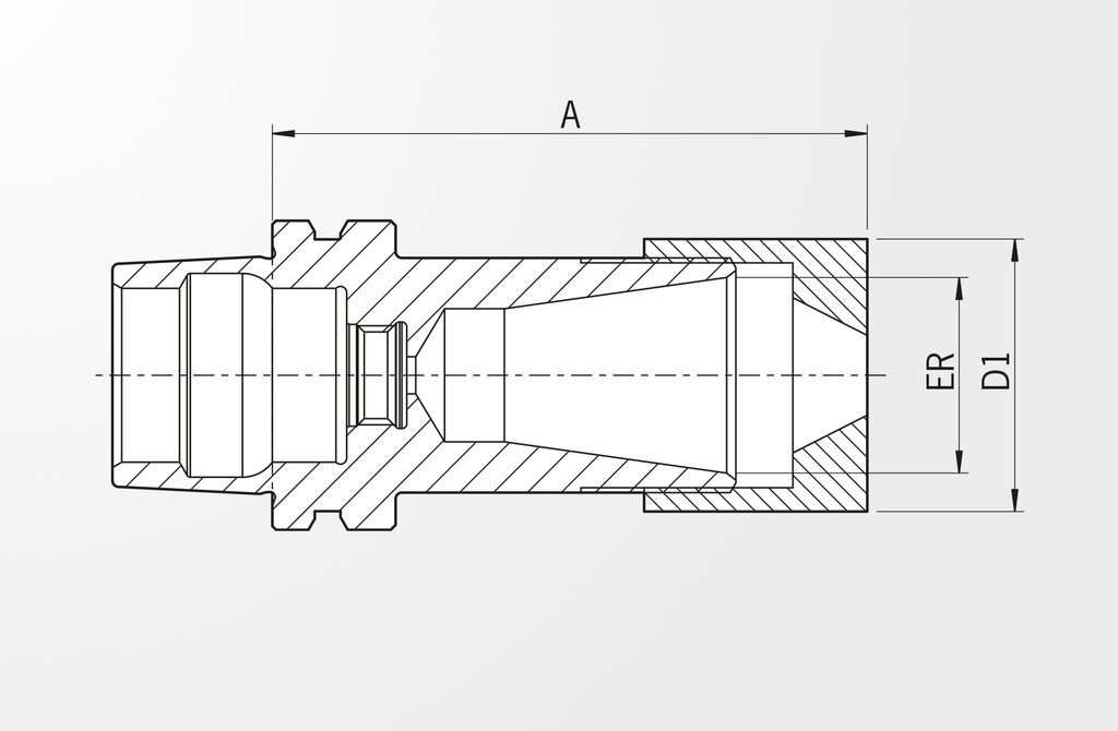 Technical drawing Collet Chuck Type Mini ER DIN 69893-5 · HSK-E25