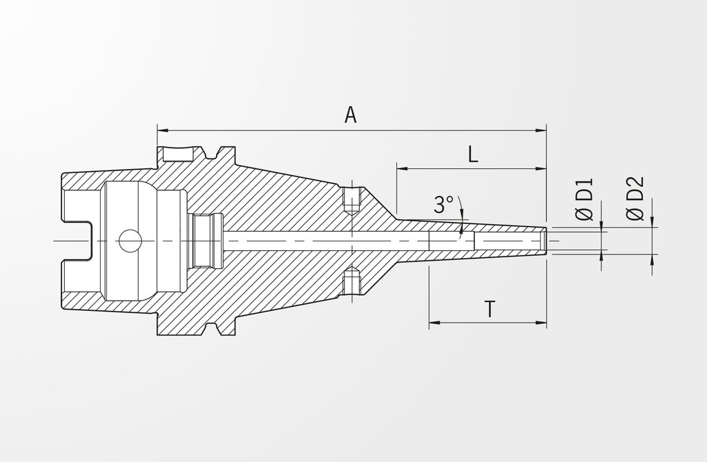 Technical drawing Power Mini Shrink Chuck extra slim DIN 69893-1 · HSK-A63