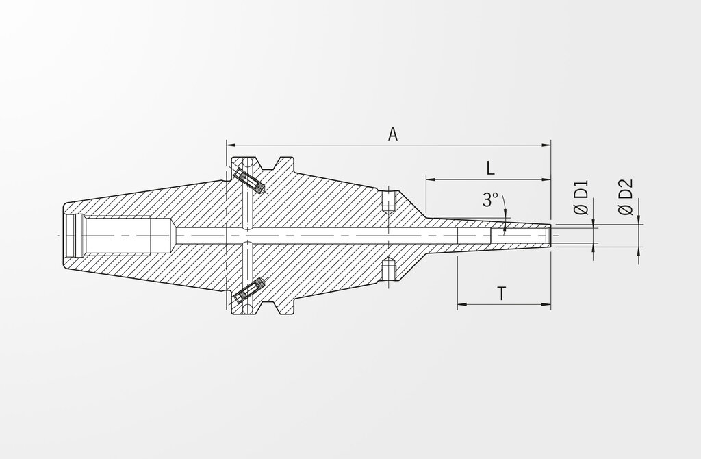 Disegno tecnico Mandrino Power Mini Shrink JIS B 6339-2 · BT40