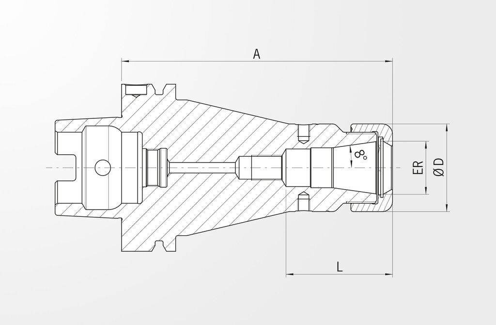 Technische Zeichnung Spannzangenfutter Power Collet Chuck DIN 69893-1 · HSK-A63/80