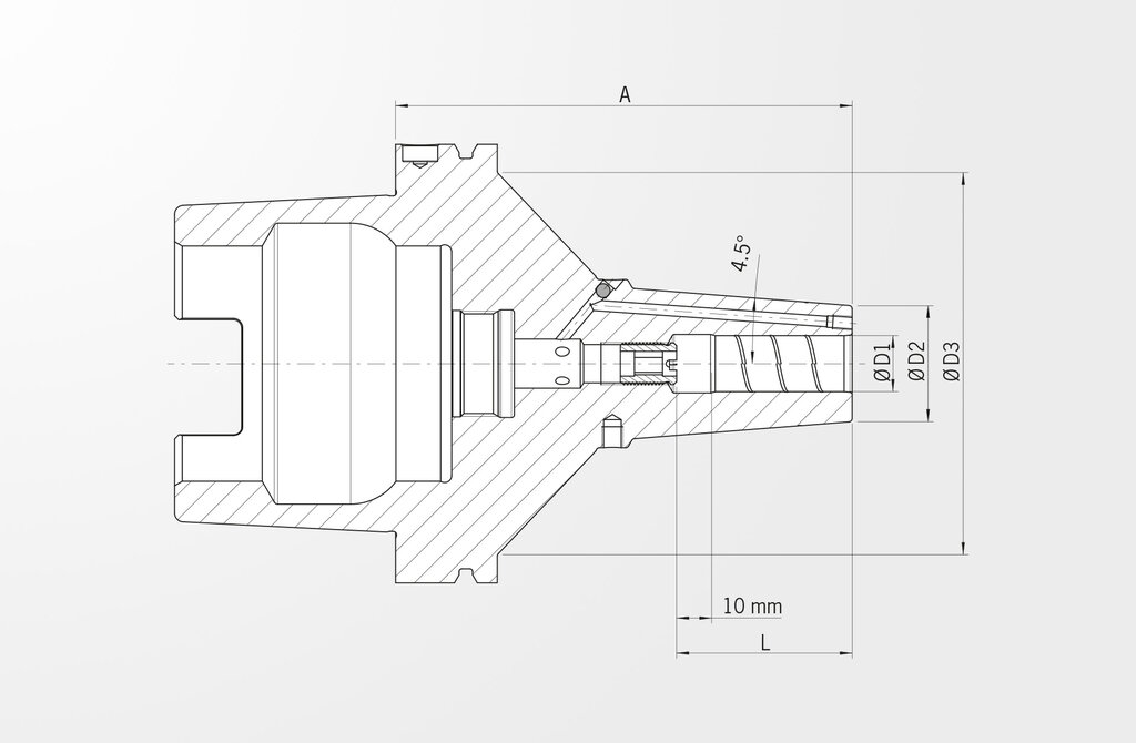 Technische Zeichnung Schrumpffutter Power Shrink Chuck DIN 69893-1 · HSK-A125