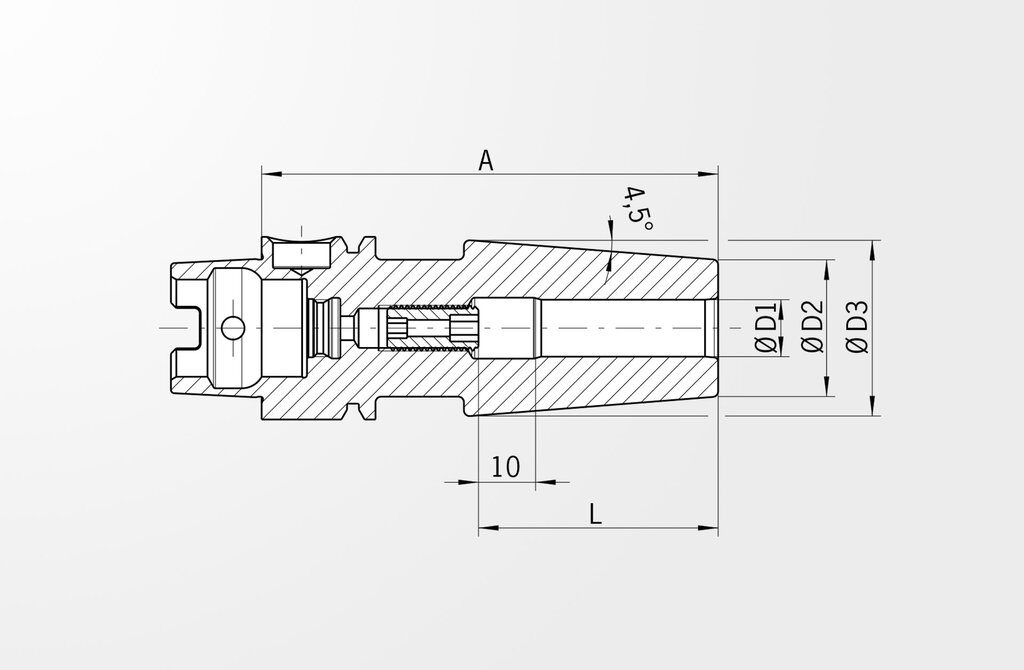 Disegno tecnico Mandrino per calettamento versione standard DIN 69893-1 · HSK-A32