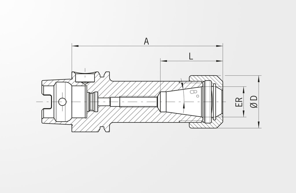 Disegno tecnico Mandrino portapinze Tipo ER DIN 69893-1 · HSK-A32