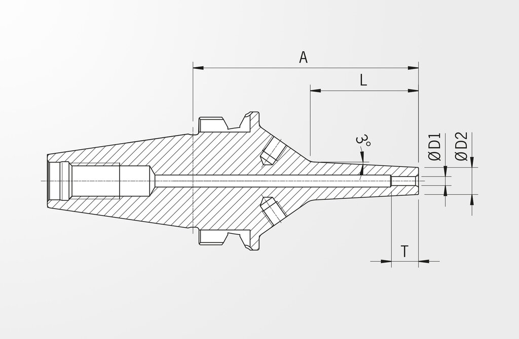 Teknik çizim Power Mini Shrink Tutucu JIS B 6339-2 · BT30