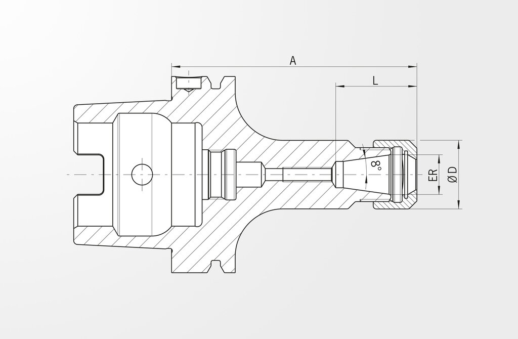 Technical drawing Collet Chuck Type ER DIN 69893-1 · HSK-A80