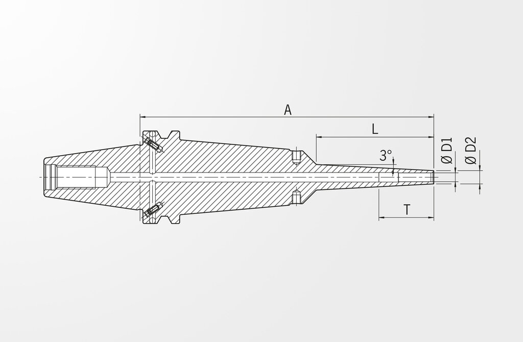 Technische Zeichnung Schrumpffutter Power Mini Shrink Chuck extra-schlank JIS B 6339-2 · BT40
