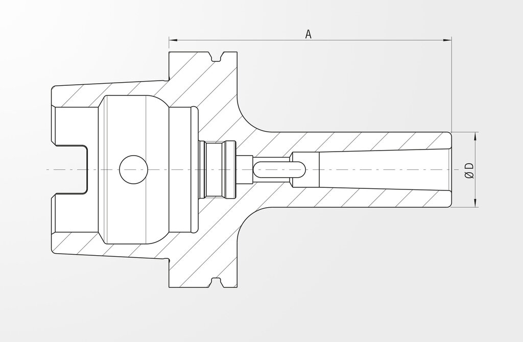 Dibujo técnico Portaherramientas reductor para mango Cono Morse con lengüeta DIN 69893-1 · HSK-A100