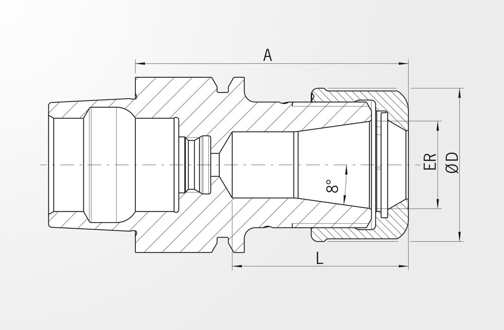 Technical drawing High Precision Collet Chuck DIN 69893-5 · HSK-E32