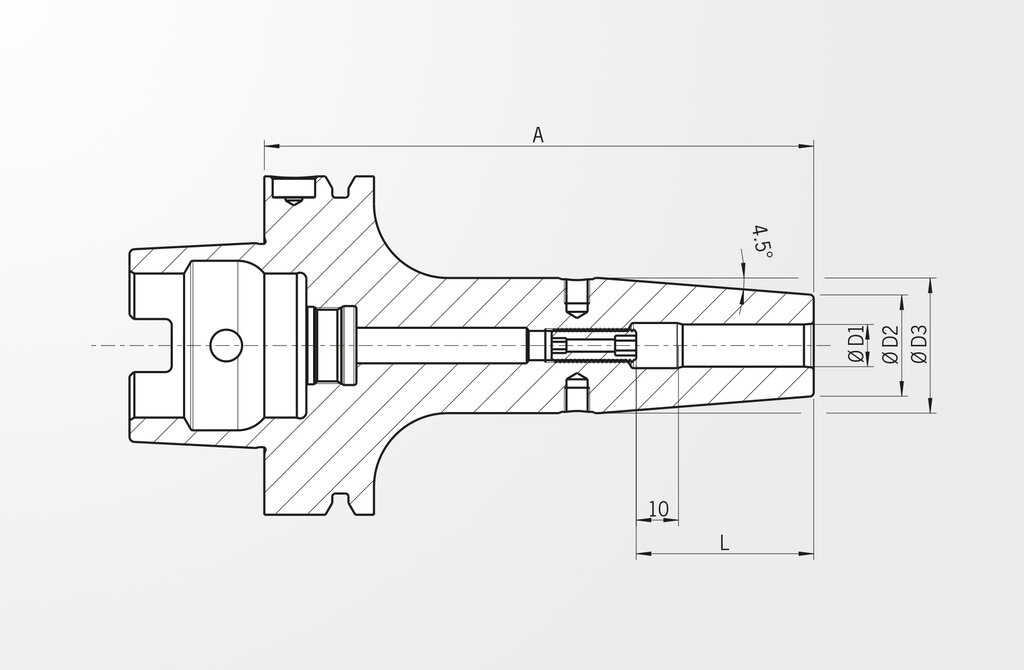 Technische Zeichnung Schrumpffutter Standard Ausführung DIN 69893-1 · HSK-A63/80
