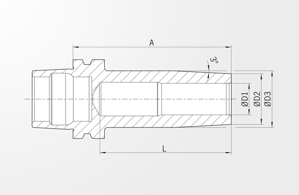 Technical drawing Mini Shrink Chuck DIN 69893-5 · HSK-E25