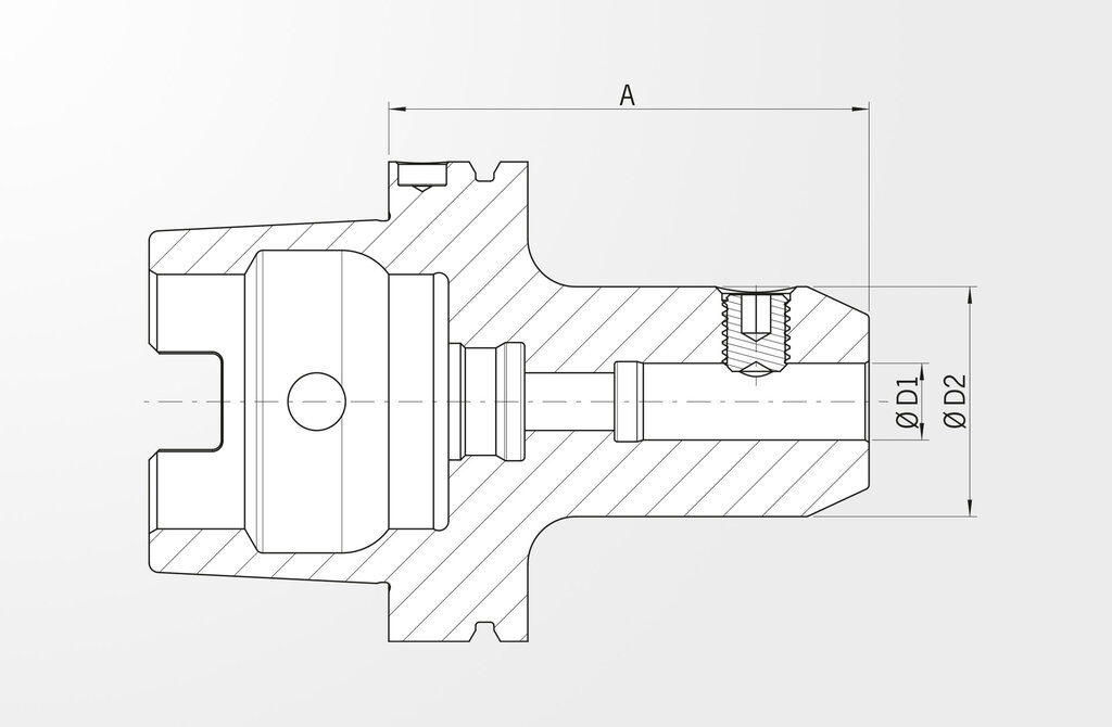 Technical drawing Weldon Tool Holder DIN 69893-1 · HSK-A100