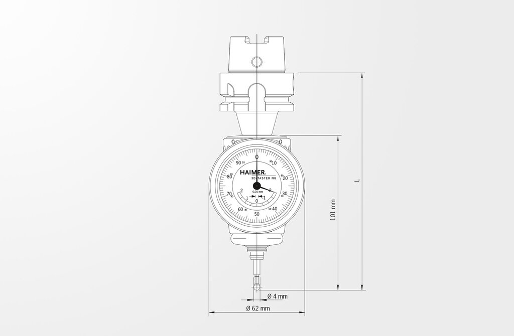Technical drawing 3D-Sensor New Generation with integrated short adapter BT30