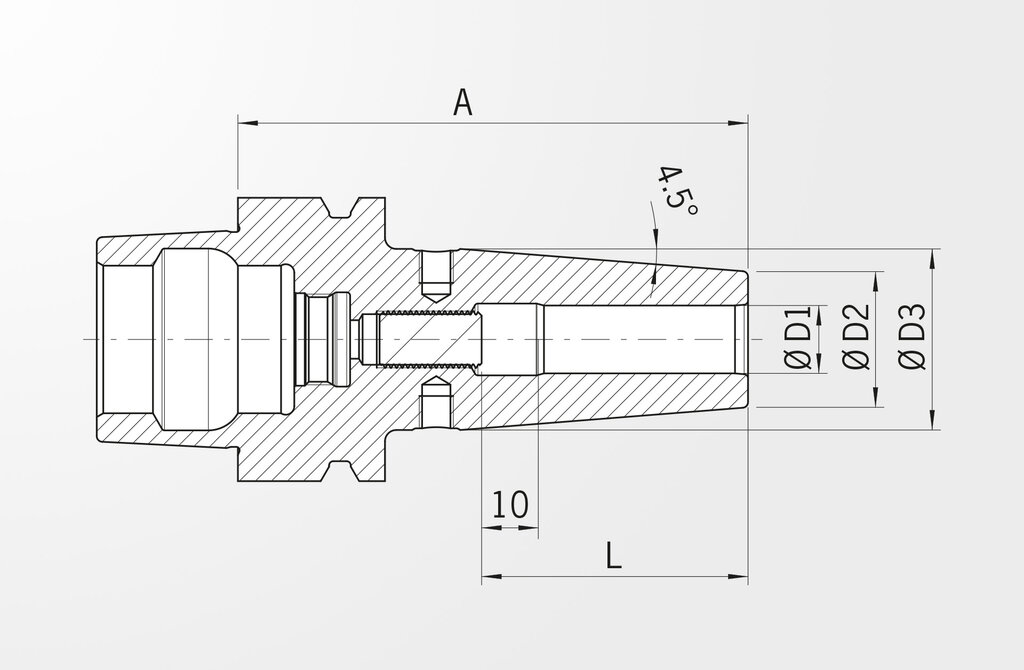 Technical drawing Shrink Fit Chuck Standard Version DIN 69893-5 · HSK-E50