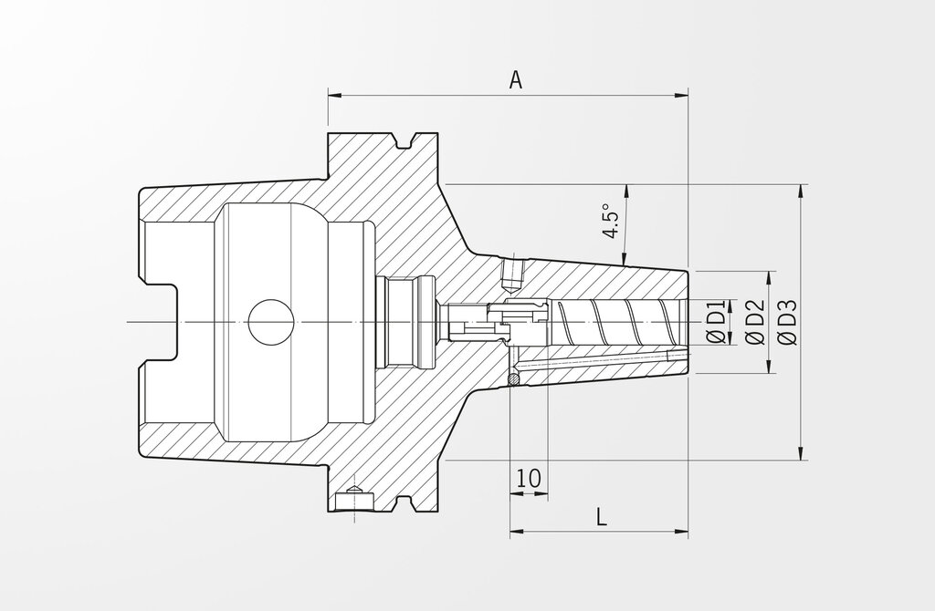 Disegno tecnico Mandrino per calettamento Power Shrink Chuck DIN 69893-1 · HSK-A100