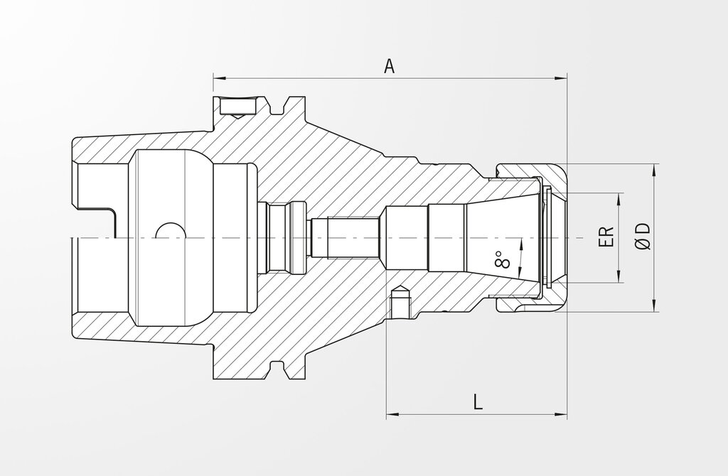 Disegno tecnico Mandrini portapinze Power DIN 69893-1 · HSK-A80
