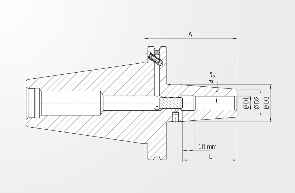 Dessin technique Porte-outil de frettage version standard DIN ISO 7388-1 SK50 (anciennement DIN 69871)