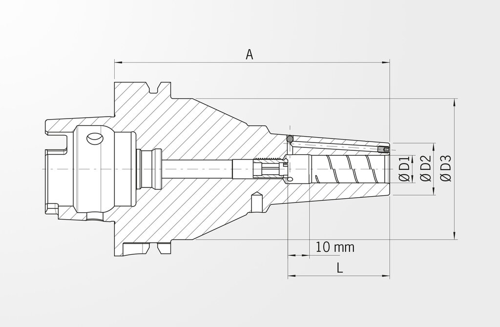 Technische Zeichnung Schrumpffutter Power Shrink Chuck DIN 69893-1 · HSK-A63/80 (Kegel HSK-A63 / Bund 80 mm)