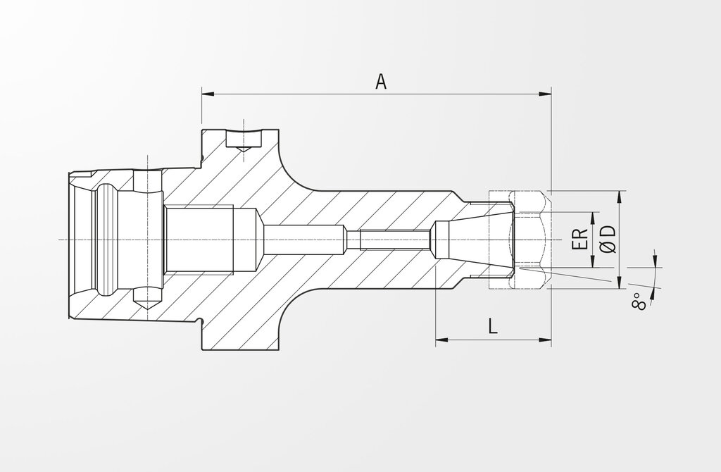 Disegno tecnico Mandrino portapinze Tipo ER ISO 26623 · HAIMER PSC 63