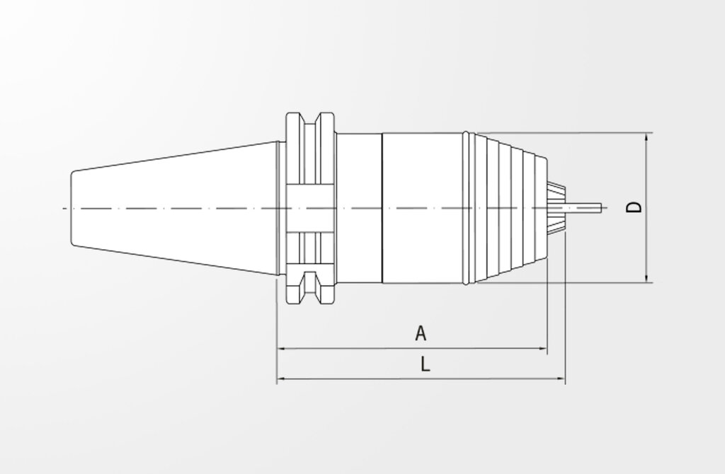 Technical drawing Short Drill Chuck DIN ISO 7388-1 SK40 (formerly DIN 69871)