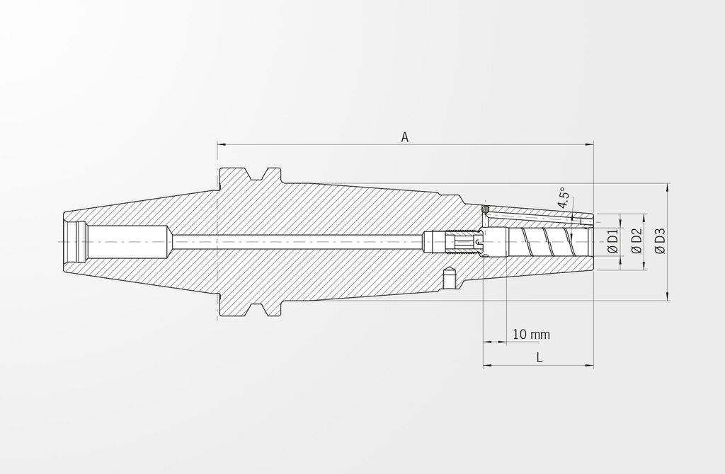 Technical drawing Power Shrink Chuck similar JIS B 6339-2 · BT40 with face contact